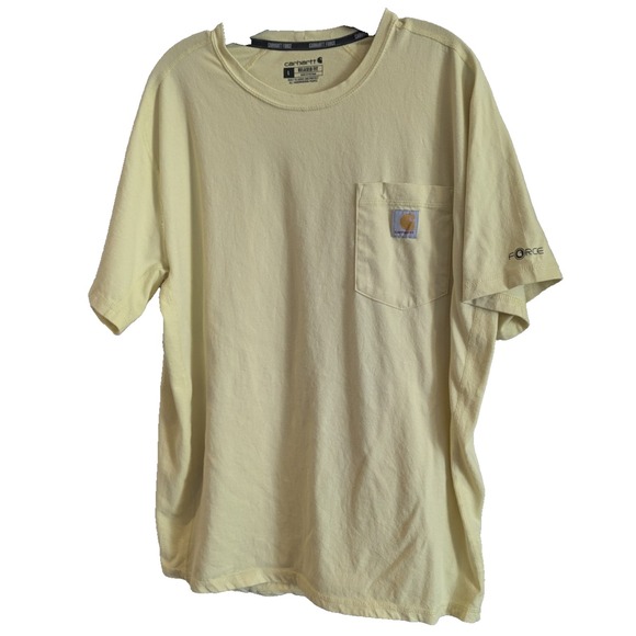 Carhartt Force‎ Relaxed Fit Yellow Short Sleeve T-Shirt Large Mens 104616 Pocket - Picture 1 of 5